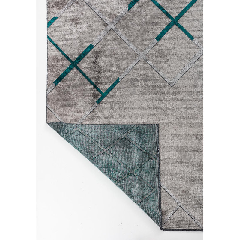 Motif géométrique contemporain délavé, Rectangle 6 pi 7 po x 8 pi 3 po