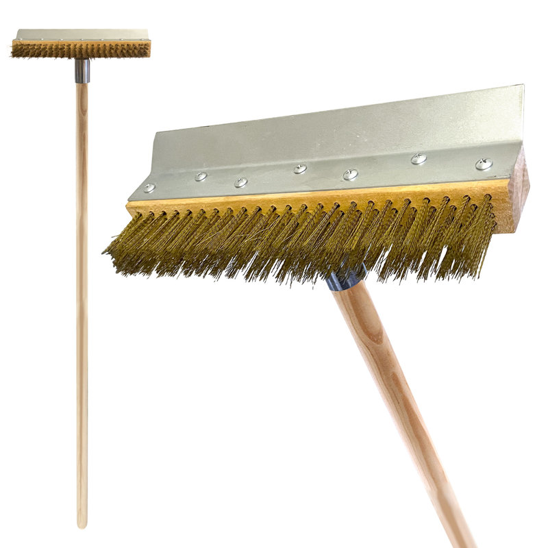 Pizza Oven Grill Brush with Steel Scraper 100cm Long Handle Wire Cleaning Brush