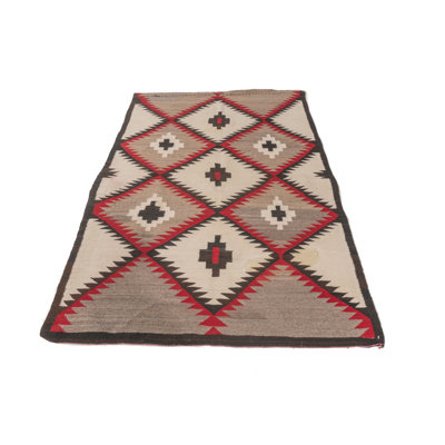 One-of-a-Kind 3'8 X 6' 1930s Rectangle Cotton and Wool Area Rug in