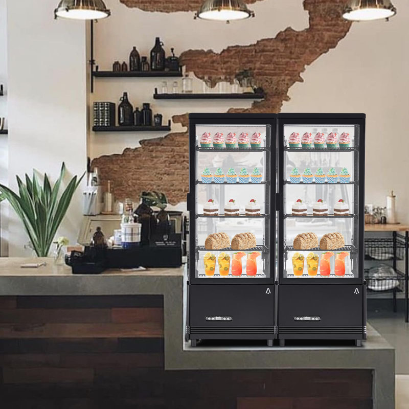 Commercial Display Refrigerator - 3.46 Cu.Ft. Countertop Pastry Display, Upright Beverage Merchandiser, Adjustable Shelves