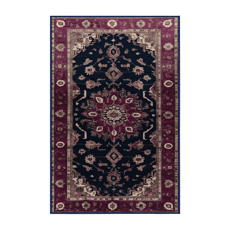 Tapis mauve lavable à la machine, Rectangulaire 2 pi x 3 pi