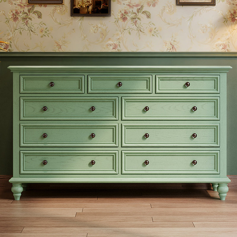 Modern Green Solid Wood Accent Cabinet