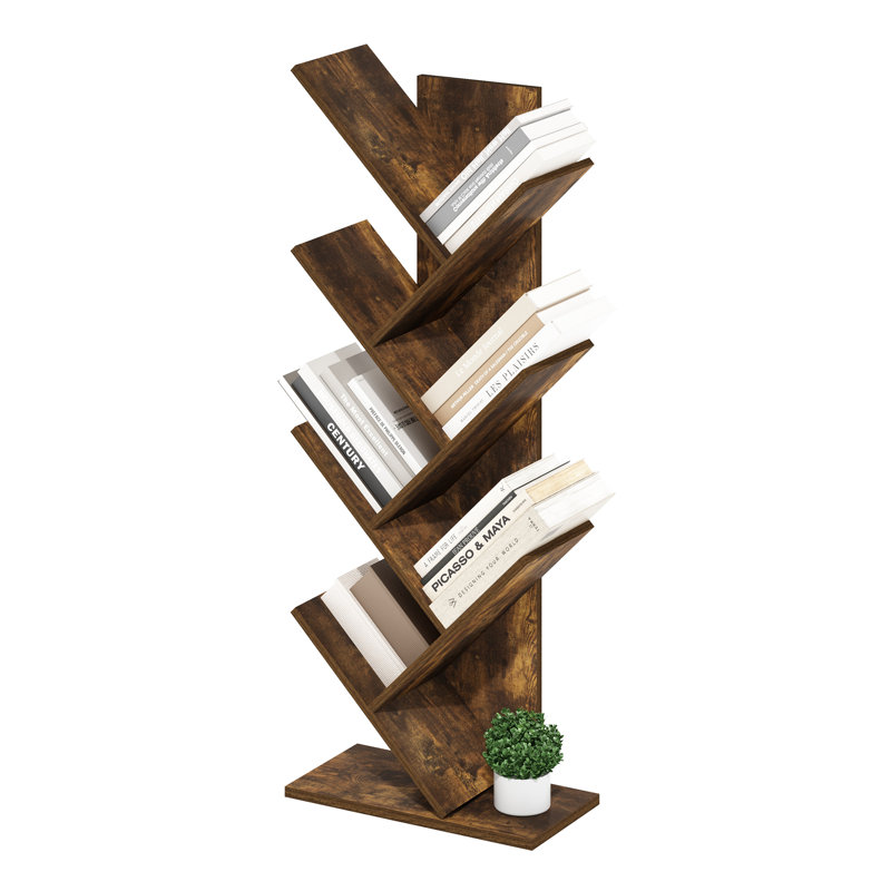 Nasrul 100cm H x 40.01cm W Step Bookcase, Rustic Brown