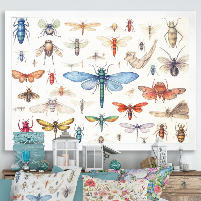 «Tiny Insect Wonders I», reproduction sur toile, H 34 po x l 44 po x P 1,5 po, Cadre simple blanc