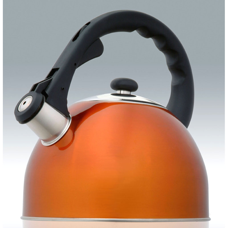 Creative Home 2,8 pte Bouilloire à sifflet en acier inoxydable avec fond en aluminium pour une distribution uniforme de la chaleur