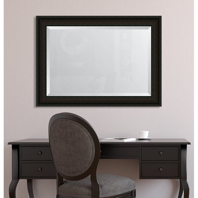 Miroir mural à cadre en résine acajou corde, H 43,25 po x l 31,25 po