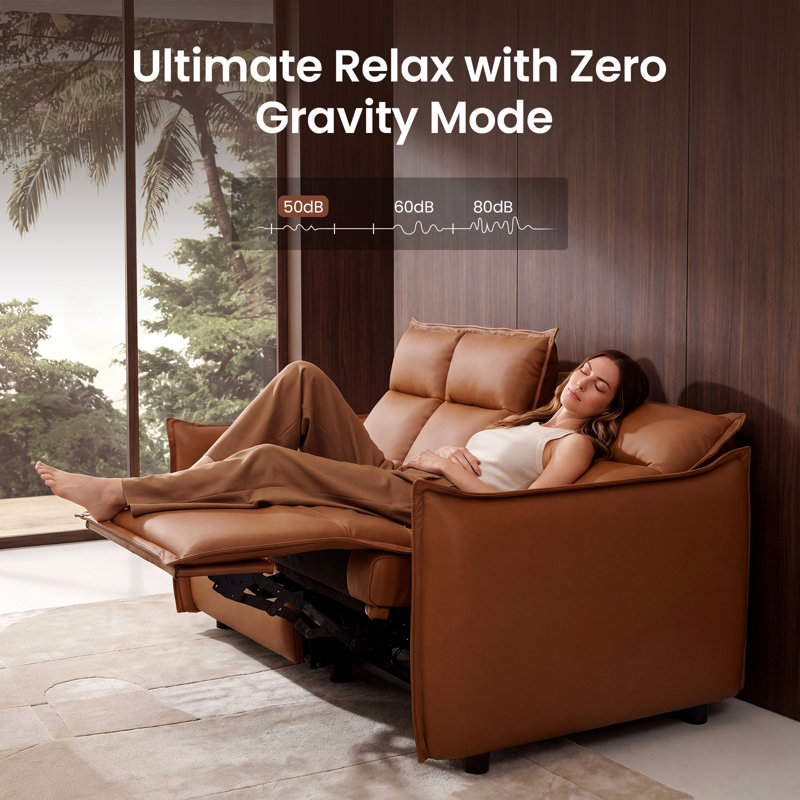 68.5" Wall Hugger & Zero-Gravity 2 Seater Power Reclining Sofa, Loveseat With USB & Type-C Ports, 2-Seater, Brown