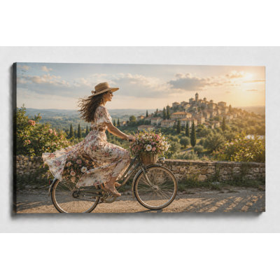 Grande toile de campagne toscane, impression sur toile, village italien, coucher de soleil, ferme rustique, impression sur toile 24 x 36 pouces - prête à être accrochée