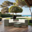 Ensemble de canapé modulaire en osier de patio 4 pièces avec boîte de rangement-313890621