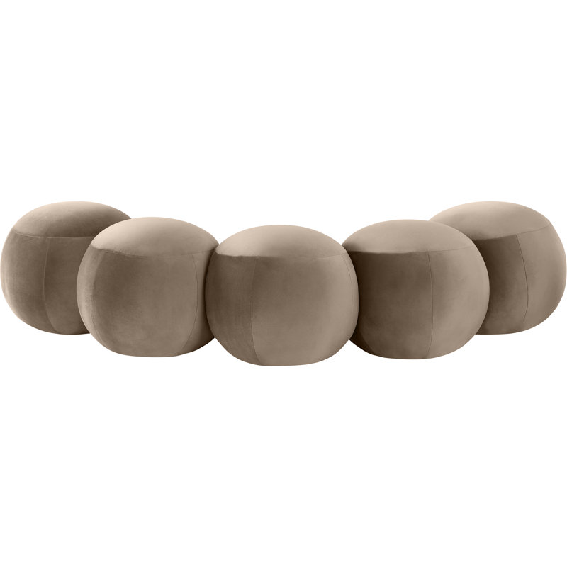 Apollo Velvet Bench, 18" H x 74.50" W x 38.50" D, Taupe Velvet