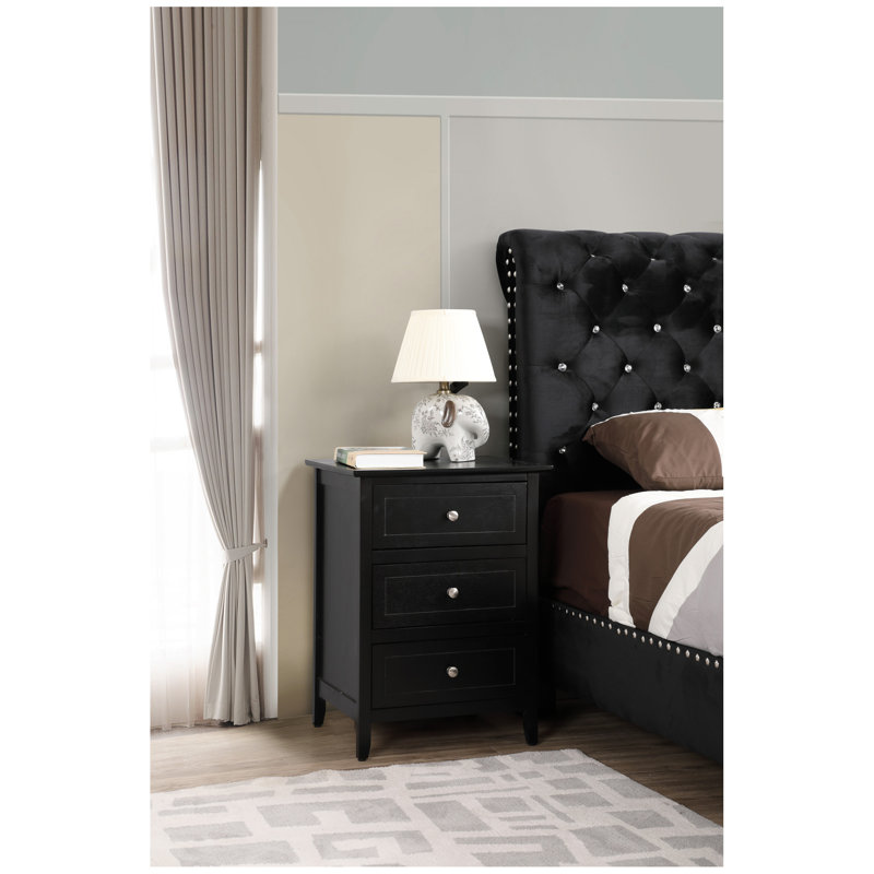 Élégante table de chevet transitionnelle noire