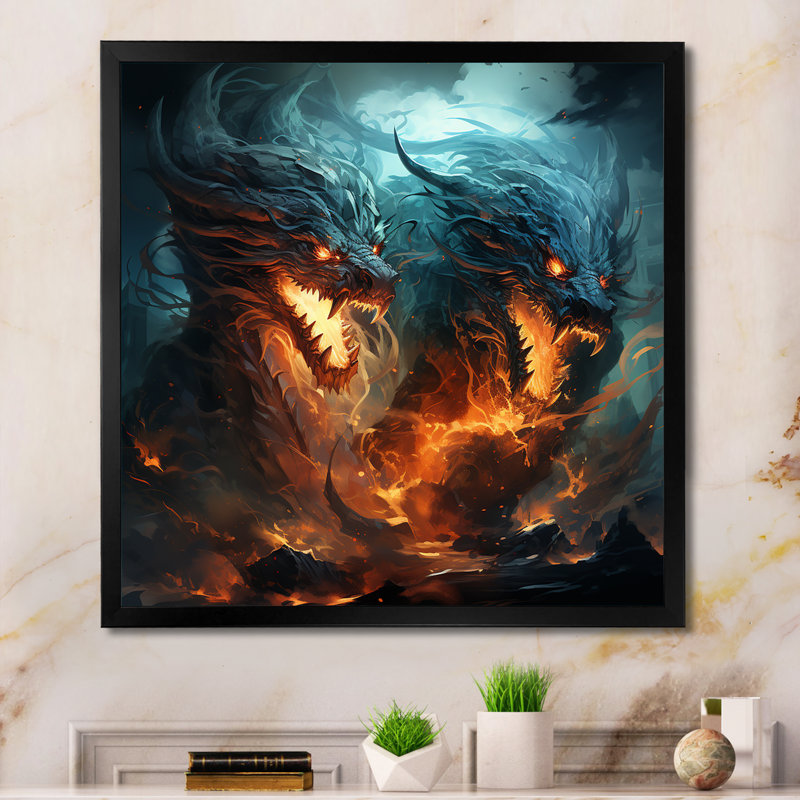 Fire Breathing Dragons Lair II - Dragons, art mural, Toile tendue, H 16 po x l 16 po x P 1 po