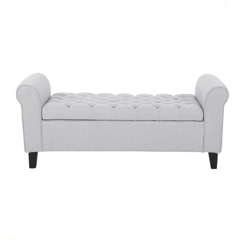 Banc de rangement à bras Hayes, Gris clair