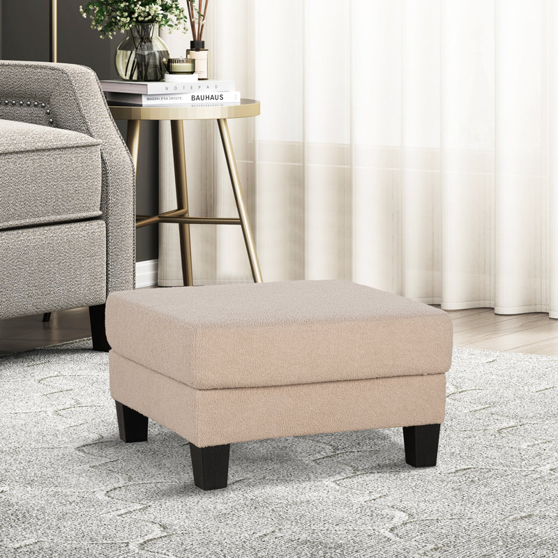Repose-pieds carré avec rangement 31 po, Mélange de polyester beige / nounours