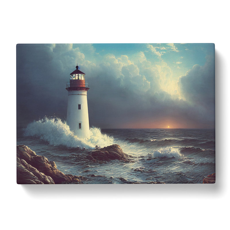 Interesting Lighthouse Seascape - Wrapped Canvas, 40cm H x 60cm W