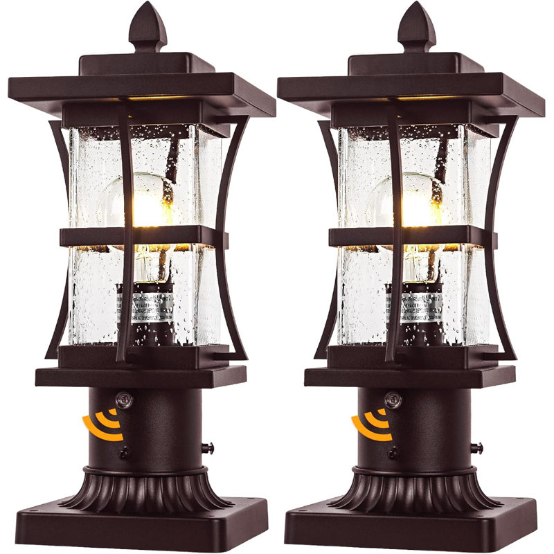 Dusk to Dawn Bronze Outdoor Post Light Fixtures with Pier Mount Base, 2 Packs Outdoor Pole Lighting, Powder Coated