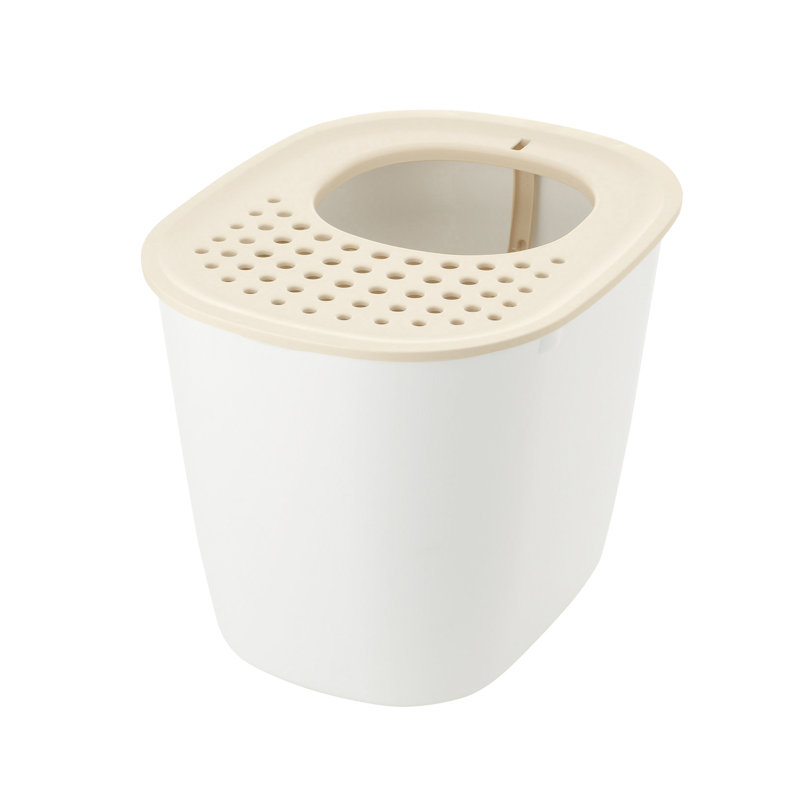 White Plastic Top Entry Cat Litter Box with Scoop