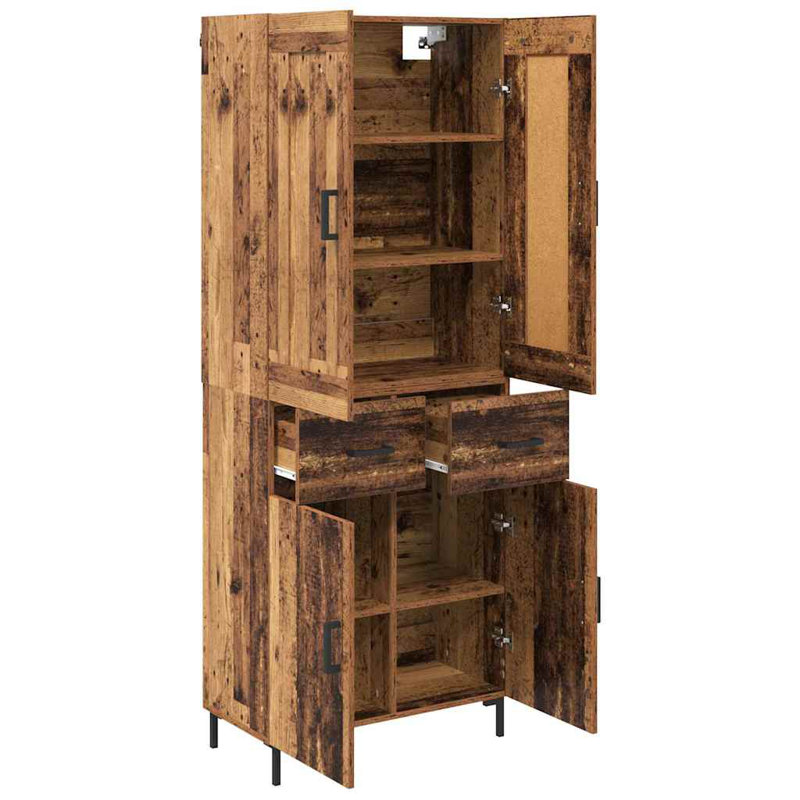  Highboard With Drawer 2 Pcs Artisan Oak Engineered Wood, Old Wood
