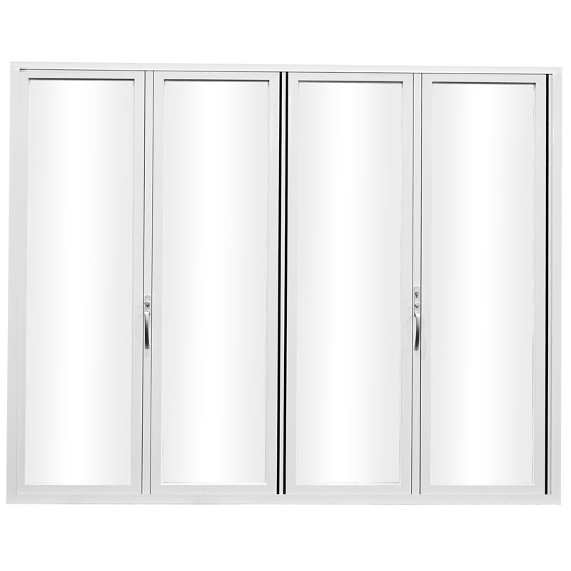 Porte pliante 4 panneaux en aluminium blanc lisse avec charnières et roulettes cachées KaMic Elite-Fold, Blanc