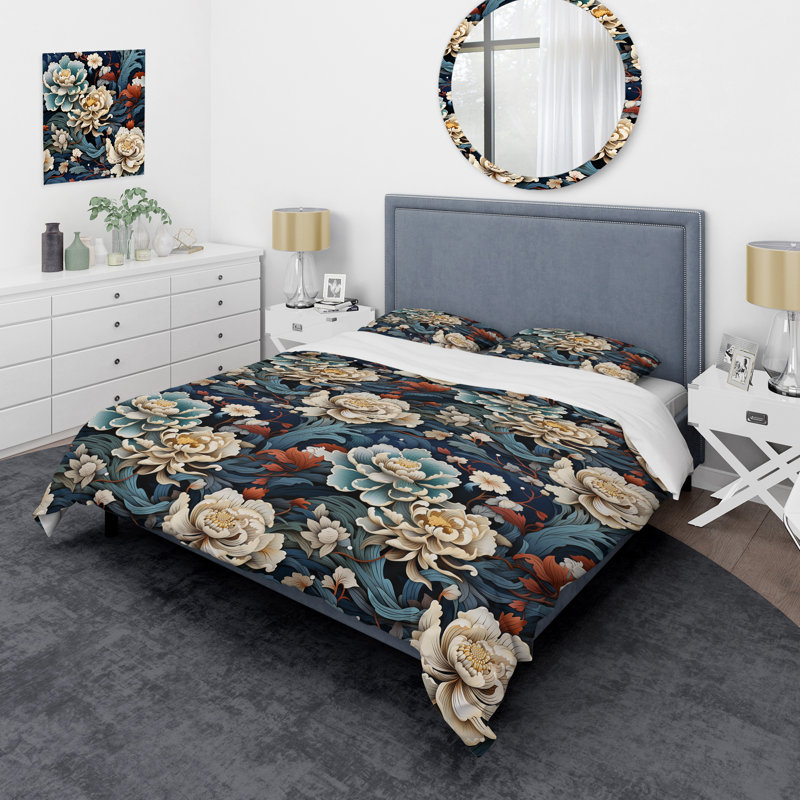 Literie de la dynastie Ming I, Housse de couette pour grand lit et 2 taies décor