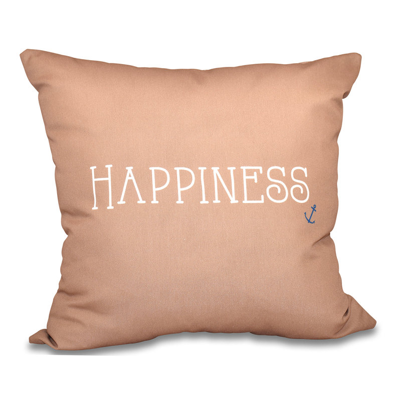 Housse de coussin carré « Coastal Happiness »/insert, H 16 po x l 16 po, Taupe