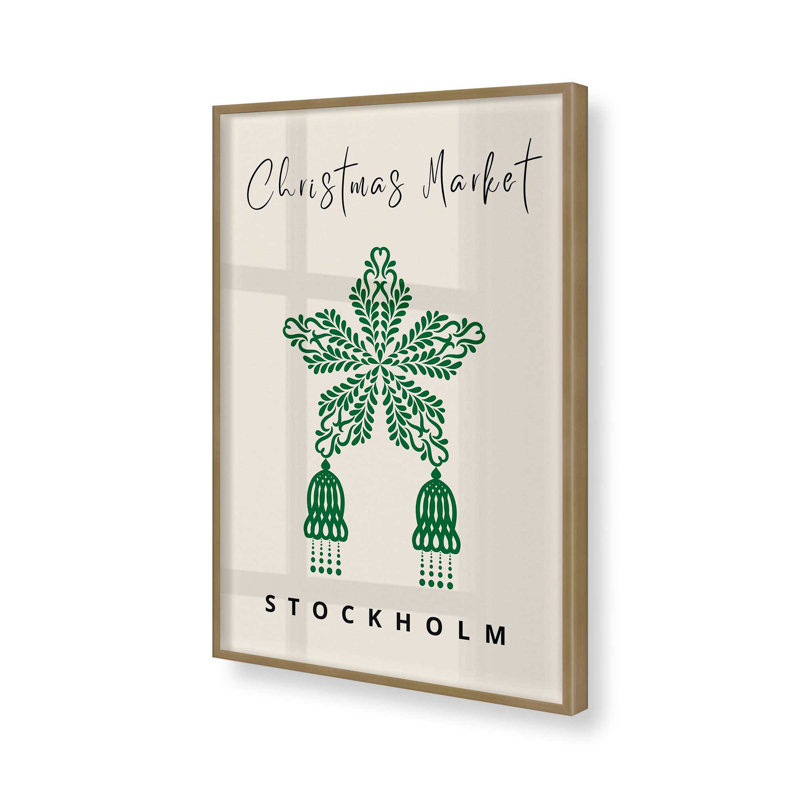 Affiche de marché de Noël I, impression, Cadre simple brossé doré, H 25,25 po x l 19,25 po x P 1,25 po