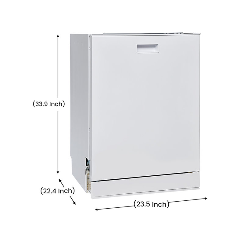 	Equator 24" Built In Tall Tub Dishwasher 15 Place+3rd Rack 8 Wash 1400 RPM, Turbo Dry 110V E-Star ADA , White