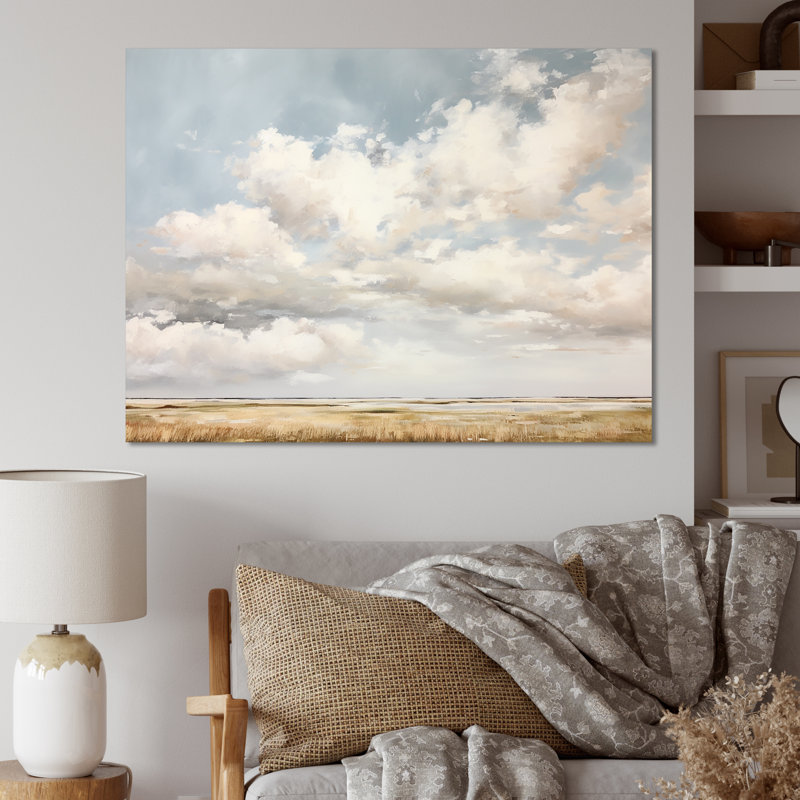 Nuage blanc paysage minimaliste - décoration murale nuages, Toile tendue, H 30 po x l 40 po x P 1,5 po