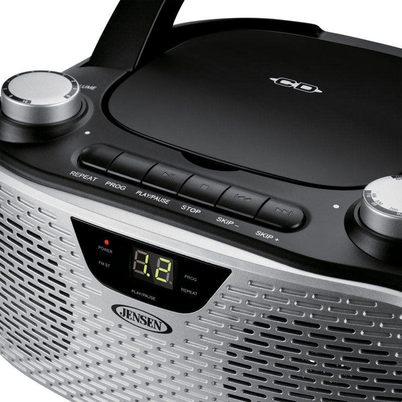 Portable Stereo CD Player with AM/FM Radio, Black, Black