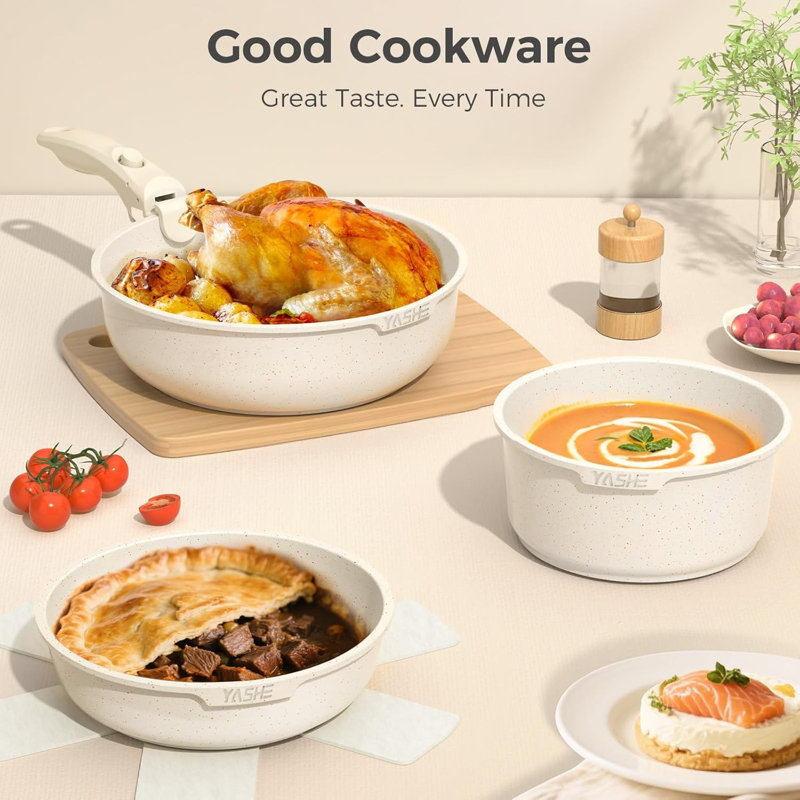 9 - Piece Aluminum Cookware Set, White
