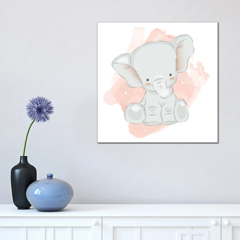 Baby Elephant Cute by Art Mirano - Wrapped Canvas Painting, 45.72 cm H x 45.72 cm W