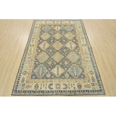 Tapis gris nouvel âge en laine 5 pi 9 po x 7 pi 10 po Murvel