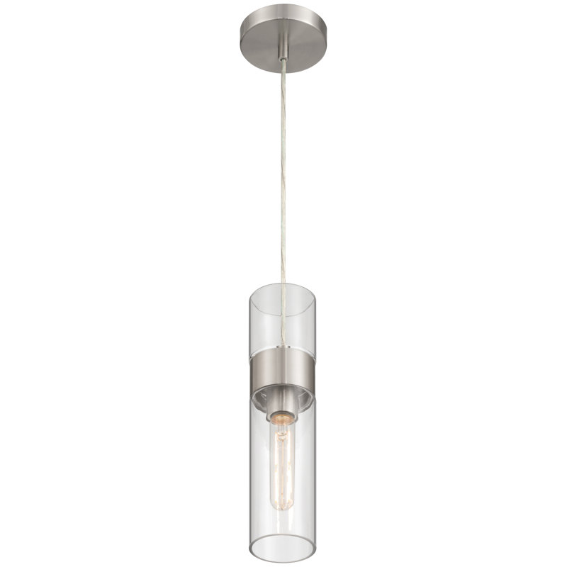 Nash 1 Light LED Pendant - Brushed Steel Finish, Brushed Steel