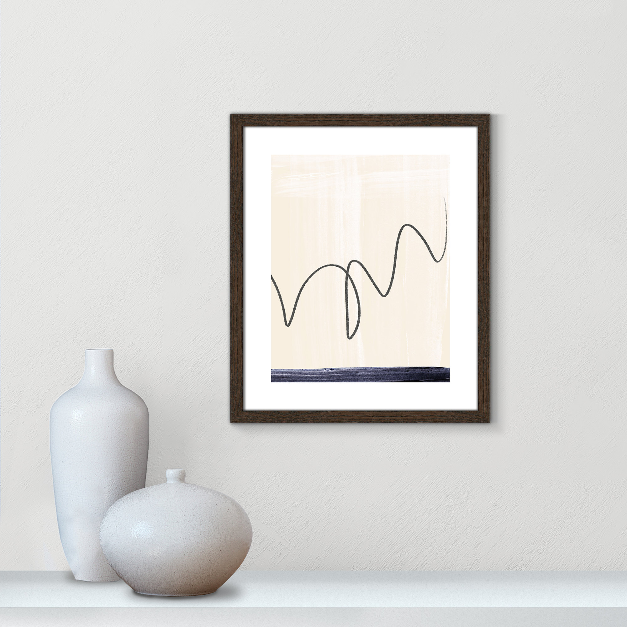 Departured II - Picture Frame Painting Print, 19" H x 16" W x 0.75" D, Brown Framed Paper