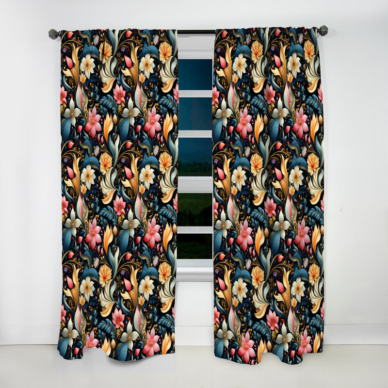 Motif moderne à motif cachemire bohème - Rideau glamour - Velours obscurcissant - 1 panneau, L 52 po x L 95 po