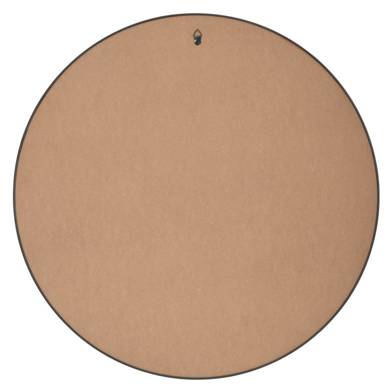 Muazzam Round Wall Mirror, 50cm, Wooden Deep Framed Circle Mirror, Black