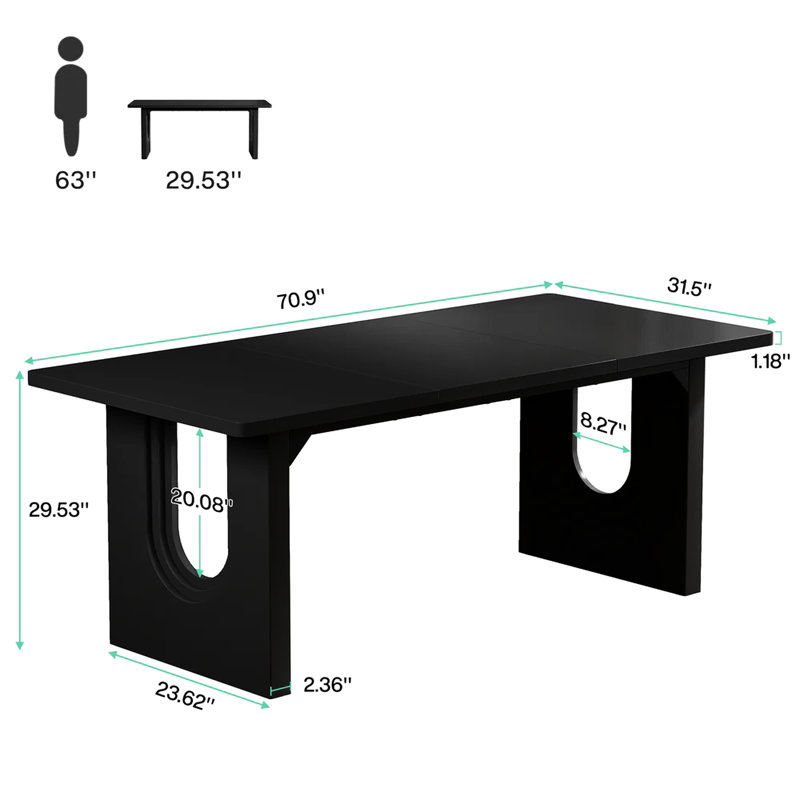 Bureau de 71 po avec surface spacieuse, base stable et de style contemporain, convenant à un usage domestique.
