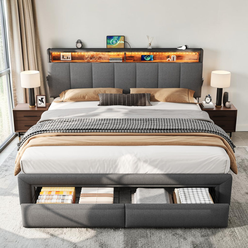 Bed, King (5'), Grey