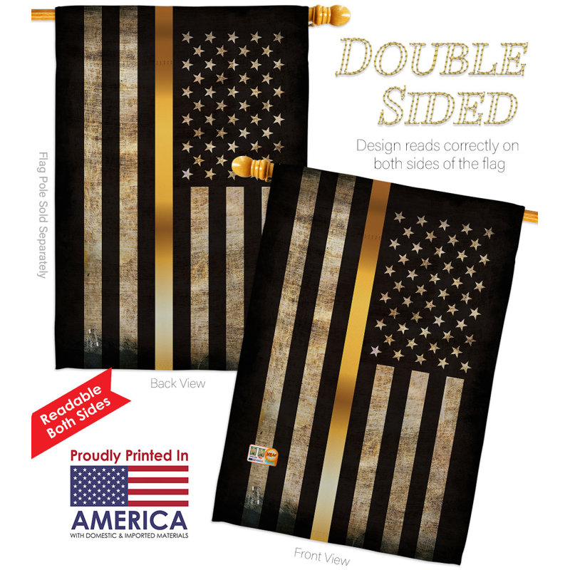 Drapeau de maison en polyester à 2 côtés 40 x 28 po, Or