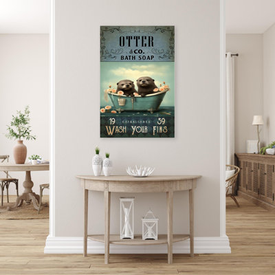 «Otter Bath Soap - 1 pièce», reproduction d'art graphique sur toile tendue
