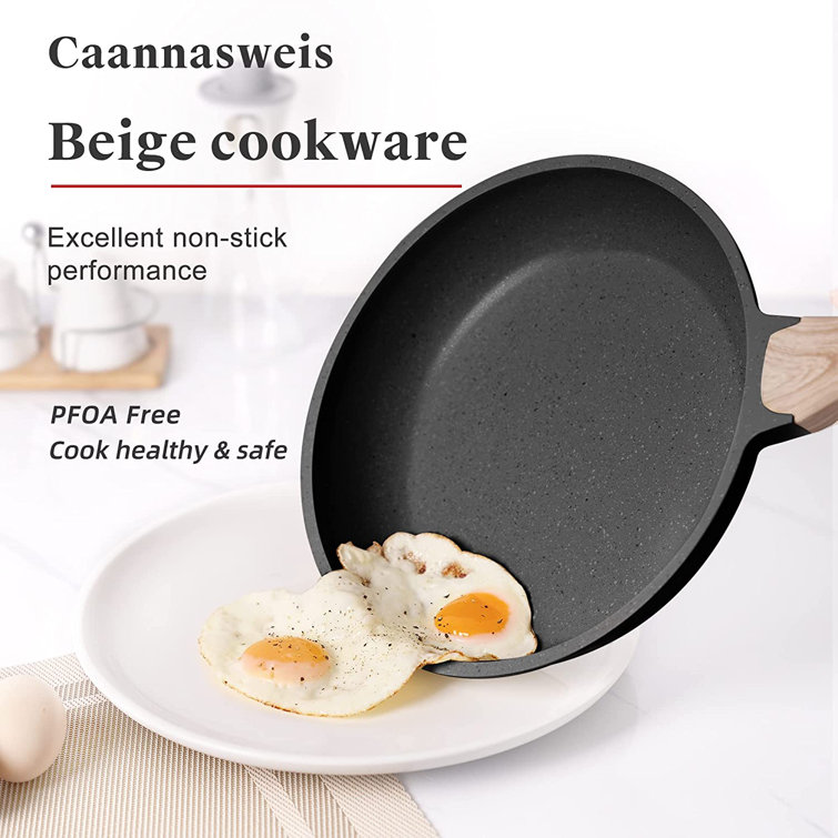 Caannasweis 20 Pieces Pots and Pans Non Stick Pan White Pot Sets Nonstick Cookware Sets w/ Grill Pan 953220-Gray