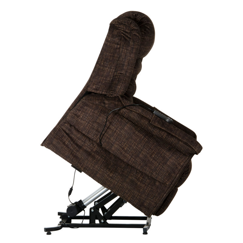 Soother Power Lift Assist Upholstered Recliner, Brown Polyester