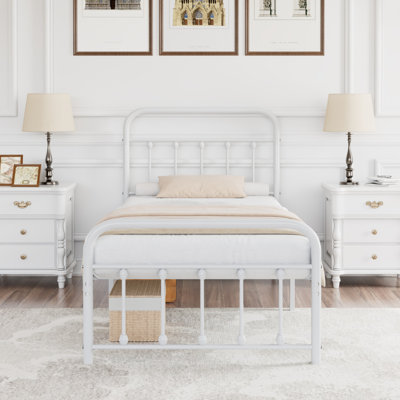 Kempst Metal Bed Mattress Foundation with Headboard No Box Spring Needed