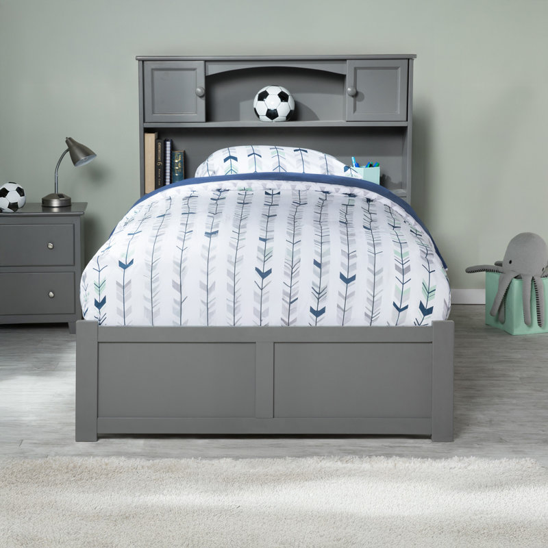 Bouldin Solid Wood Platform Bed with Panel Footboard & Trundle, Gray