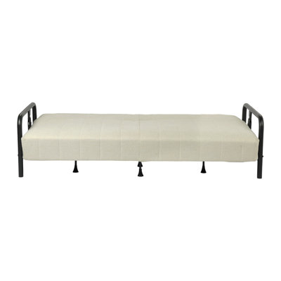 Canapé-lit futon convertible en acier avec revêtement beige de 79 pouces