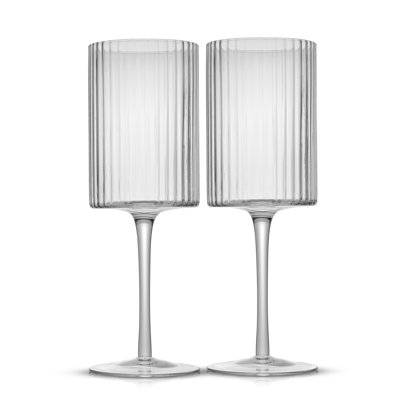 JoyJolt Elle Fluted Red Wine Glasses, 17.5oz