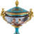 Stylish Decorative 13 Inch Bronze and Porcelain Cherub Teal Rococo Jar with Ornate Floral for Home