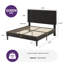 Lit plateforme tapissier en velours avec tête de lit capitonnée verticale ajustable-333766813-333766812