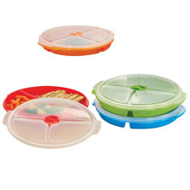 MICROWAVE DIVIDED PLATES WITH VENTED LIDS (SET OF 8 IN ASSORTED COLORS)