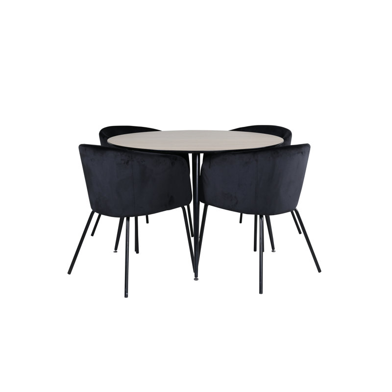 Dolson 4 - Person Dining Set, Black, Nature